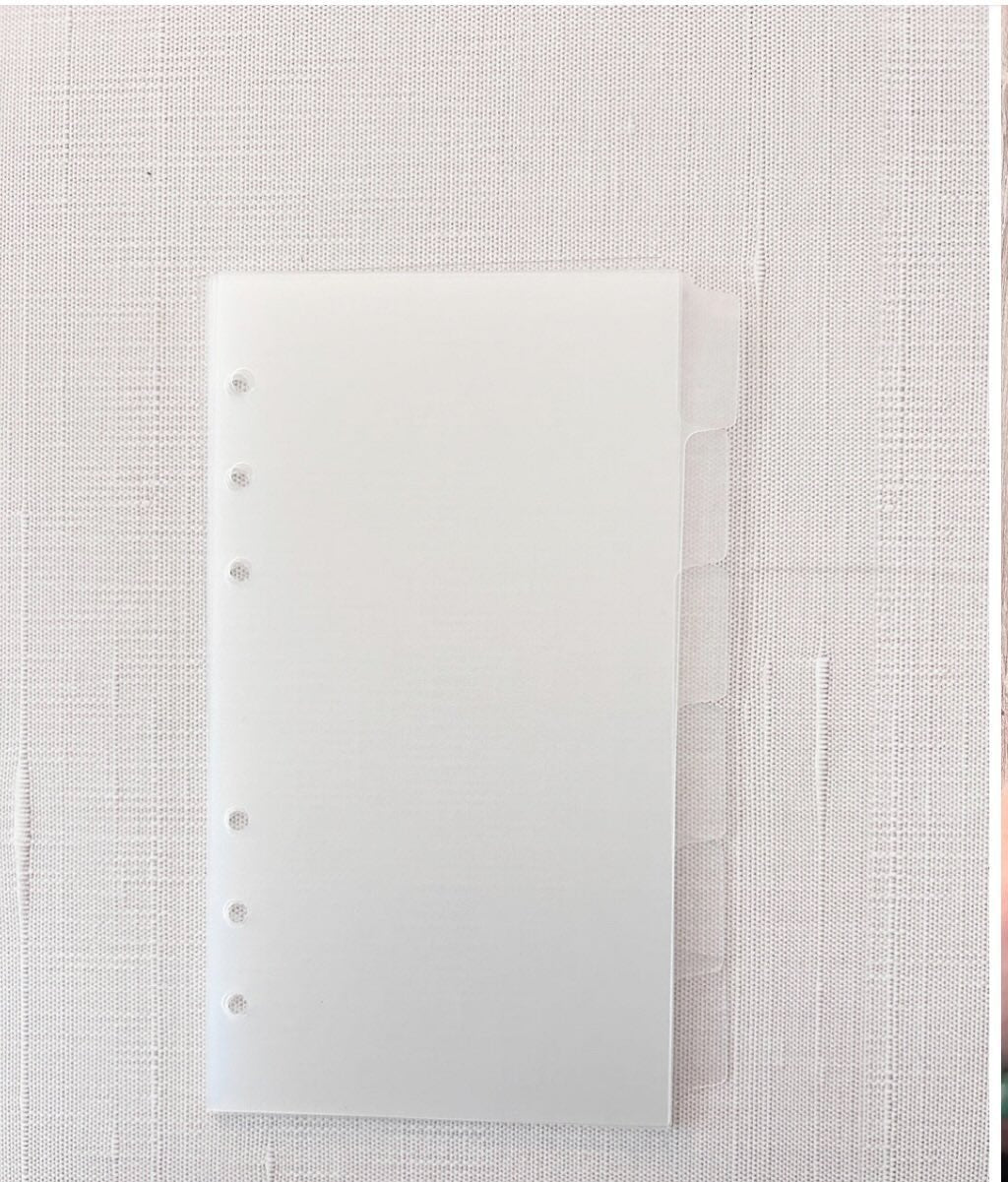 A6 Planner Dividers for Agendas| Frosted Clear Plastic Sheet