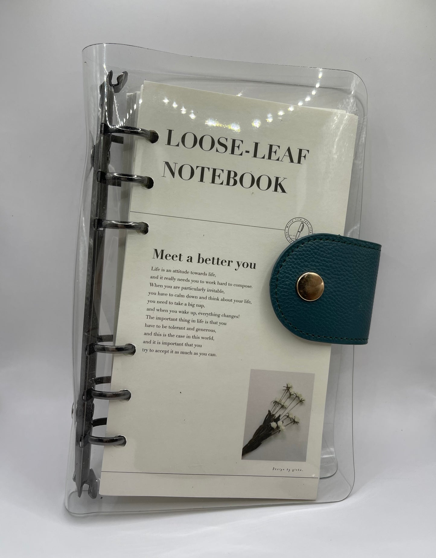 6-ring binder| Transparent Binder| lined inner paper PVC Notebook