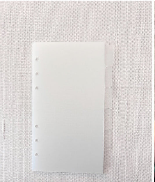 A6 Planner Dividers for Agendas| Frosted Clear Plastic Sheet