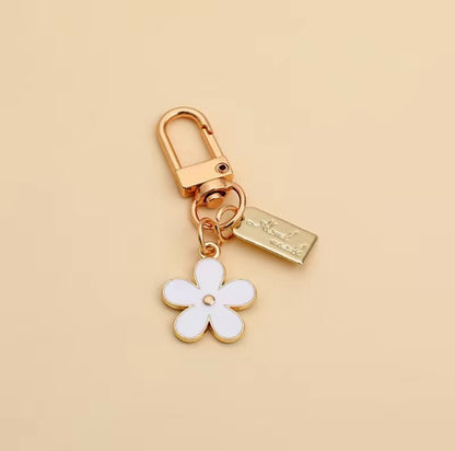 Binder Flower Keychain, Gold Keychain Charm, Keychain Gift
